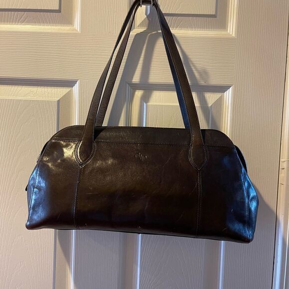 Mon Sac  Bagette style shoulder bag leather dark Brown silver tone hardw… - Picture 1 of 16